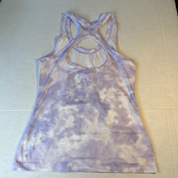 Athleta Sz Small Tie Dye Purple White Tank Racerback Open Back - Picture 2 of 6